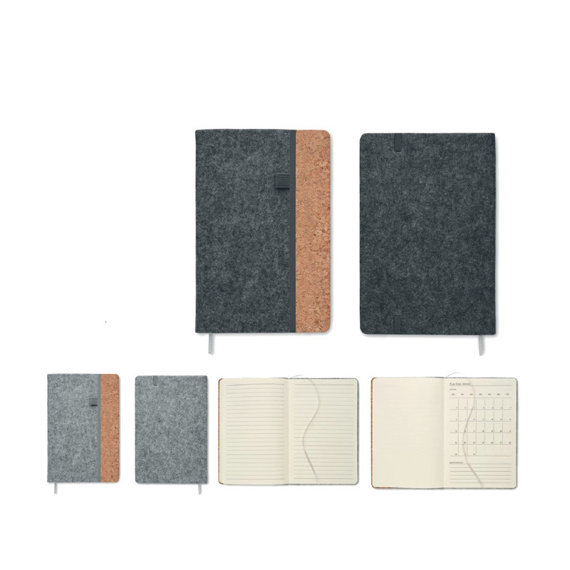 NOTEBOOK A5 C/COPERTINA IN FELTRO E SUGHERO 14,5X1,4X21