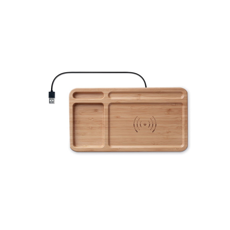 PORTAOGGETTI DA TAVOLO IN BAMBOO CON WIRELESS