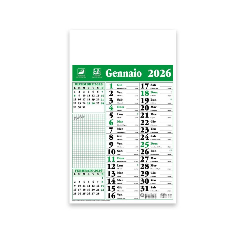 CALENDARIO OLANDESE NOTE