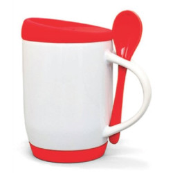 TAZZA E CUCCHIAIO IN CERAMICA CON ASTUCCIO