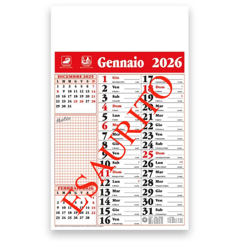 CALENDARIO OLANDESE NOTE