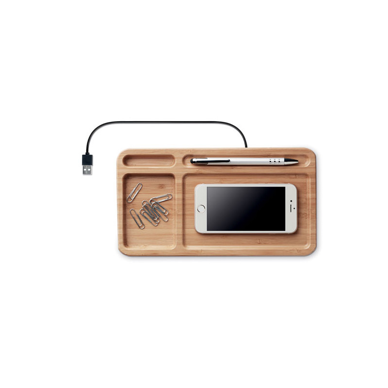 PORTAOGGETTI DA TAVOLO IN BAMBOO CON WIRELESS