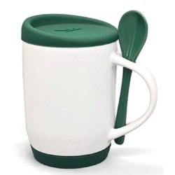 TAZZA E CUCCHIAIO IN CERAMICA CON ASTUCCIO