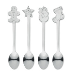 Set: 4 cucchiai da tè natalizi