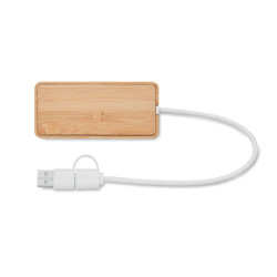 Hub USB a 3 porte in bamboo