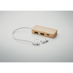 Hub USB a 3 porte in bamboo