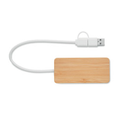 Hub USB a 3 porte in bamboo