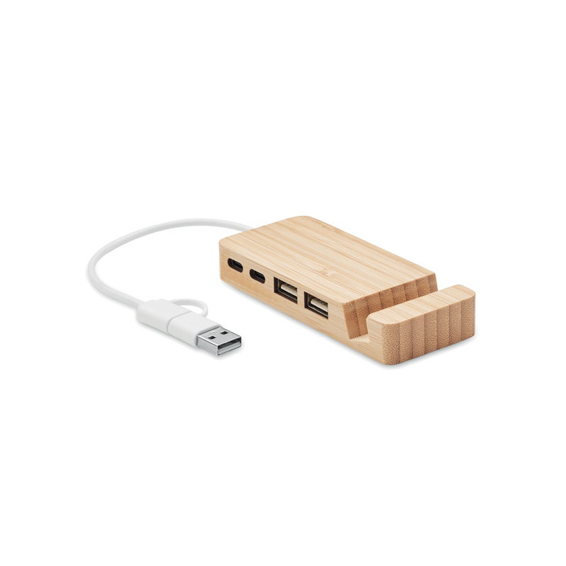 Hub USB a 4 porte in bamboo