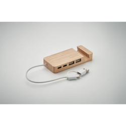 Hub USB a 4 porte in bamboo