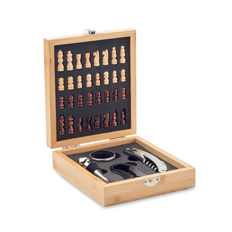 Set da vino con scacchiera