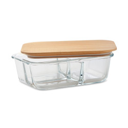 Porta pranzo in vetro e bamboo